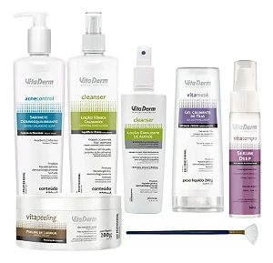 Kit Limpeza De Pele Vita Derm Com Protetor Solar 6 Produtos