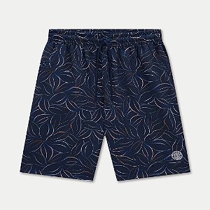BERMUDA FOLHAS AZUL MARINHO
