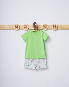 CJ CAMISETA SHORT TACTEL COQUEIRO VERDE LIMA