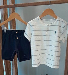 CJ BATA EM LINHA LISTRA AZUL MARINHO