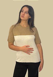 Blusa Tomasini Tricot Tri Colore Manga Curta