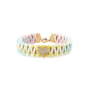 Pulseira Corino Trançada Coração