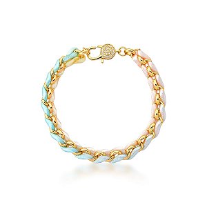 Pulseira Trança Dourado Degrade