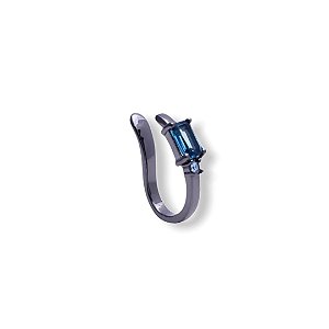Brinco Piercing Negro com Retângulo Azul