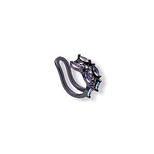 Brinco Piercing Negro com Navetes Coloridos e Zircônias Centrais