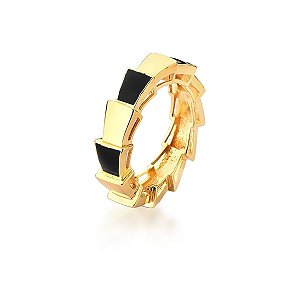 Anel com Detalhes Esmaltado Preto