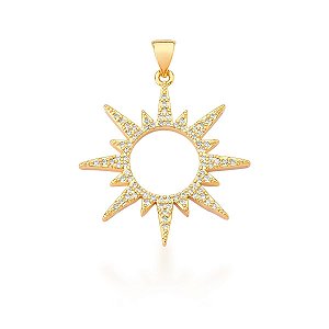 Colar de Sol Vazado e Cravejado Branco