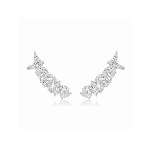 Brinco ear cuff cravejado em mix de lapidações