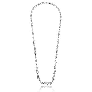 Colar Riviera Drop com Bolinhas Degradê Rodio Branco