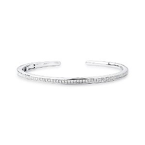 Pulseira Bracelete Slim Cravejado de Zircônias Rodio Branco