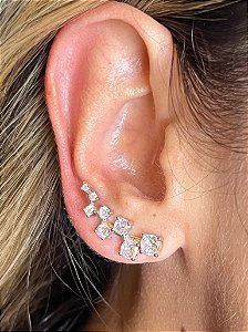 Brinco Ear Cuff Pontos de Luz Intercalados