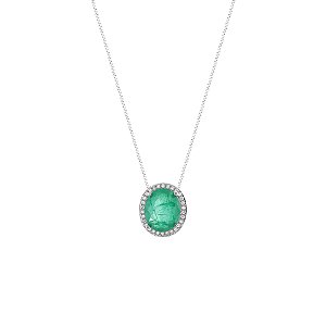 Colar com Zircônia Oval Cravejada ao Redor (com variações)