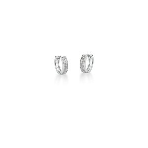Brinco Mini Argola Branco Cravejado - 15mm