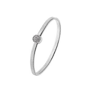 Pulseira de Malha com Pingente Redondo Cravejado com Zircônias Brancas (com variações)