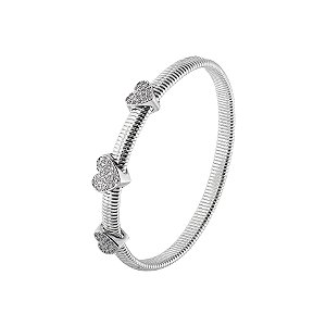 Pulseira de Malha com 3 Pingentes de Coração (com variações)