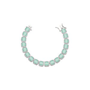Pulseira Riviera Zircônias Quadradas Cravejadas ao Redor com Microzircônias Brancas (com variações)