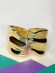 Pulseira Bracelete Orgânico Liso Dourado