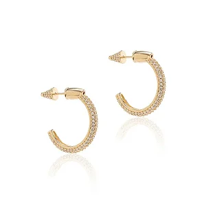 Brinco Argola Spike Cravejada em Prata com Banho de Ouro Dourado
