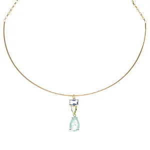 Colar Gargatilha Cristal Ametista e Topázio Pedurado com Banho de Ouro Dourado