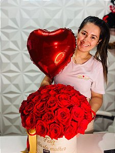 Mega Box Roses Luxo 60 Rosas Importadas Redondo