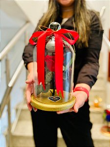 Rosa Encantada Vermelha com Puxador 25cm