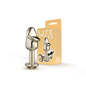 Plug Anal Lite Dourado Formato Pênis com Pedra Dourada em ABS