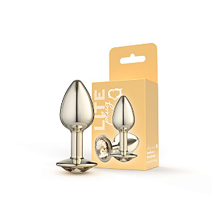 Plug Anal Lite Dourado TAMANHO P com Pedra Dourada em ABS