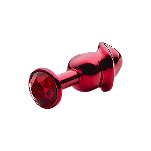 Plug Anal Lite Vermelho Formato Pênis com Pedra Vermelha em ABS