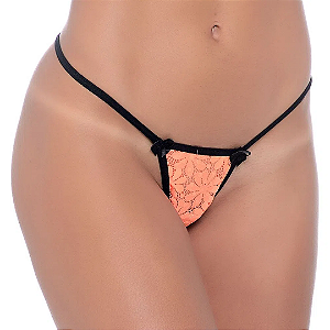 Calcinha Fio Apressadinha em Renda LARANJA NEON