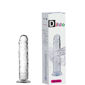 Prótese Translucida 18x3,3 com Ventosa, Possui Glande e Veias Salientes -TRANSPICUOUS DILDO