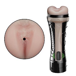 Masturbador Ânus em Cyberskin com Vibrador a Pilha - Formato de Lanterna
