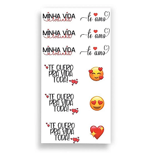 Cartela de Tatuagem Adesiva Temporaria Minha Vida Todinha 19 x 9 cm Luvi