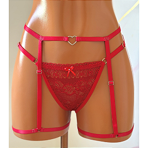 Cinta Liga Argola Coracao Vermelho (NÃO ACOMPANHA CALCINHA)