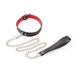 Coleira com Coração - Preto com Vermelho