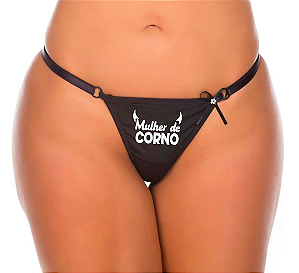 Calcinha Fio Dental Mulher De Corno Preta