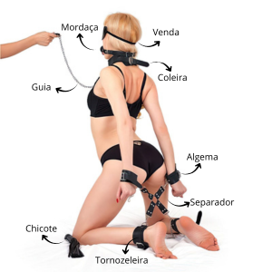 Kit Bondage com 7 produtos - PRETO