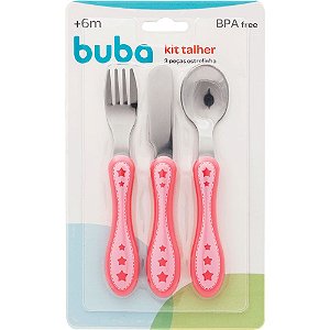 kit talher inox rosa - buba