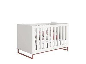 Berço Noah Ind - Branco fosco com pés em cobre fosco- Reller