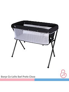 Berço Co-Leito Bari Preto e Cinza - Galzerano