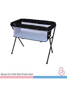 Berço Co-Leito Bari Preto Azul - Galzerano