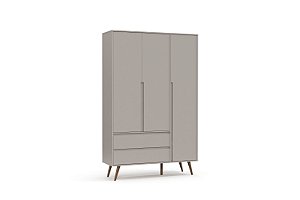 Roupeiro Retrô Clean 03 Portas Cinza EcoWood - Matic