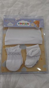 kit gorro+luva+meia branco - pimpolho