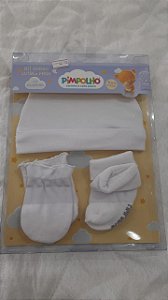 kit gorro+luva+meia branco - pimpolho