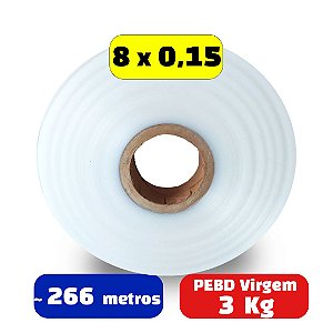 Bobina Plástica Tubular - PEBD - 8x0,15 - 3Kg - UN