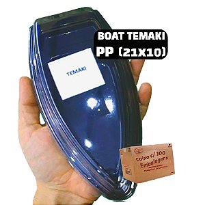 Barca Descartável 21x10 - Mini Boat Temaki (PP) - Praticpack - Cx 100 Unid.