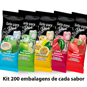 Kit 05 Pacotes / Sabores - Saco BOPP Pérola - 8,5x21 - Total 1.000 Sacos
