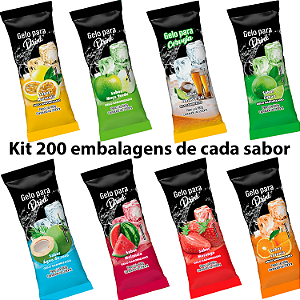 Kit 08 Pacotes / Sabores - Saco BOPP Pérola - 8,5x21 - Total 1.600 Sacos