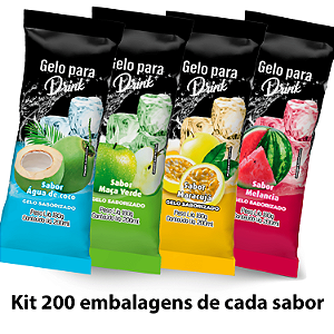 Kit 04 Pacotes / Sabores - Saco BOPP Pérola - 8,5x21 - Total 800 Sacos