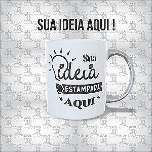 Caneca De Cerâmica Personalizável - Branca & Prata