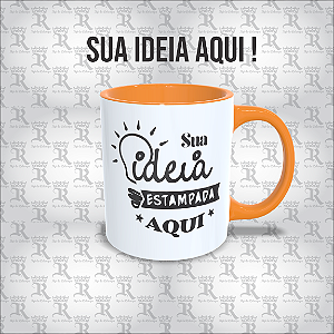 Caneca De Cerâmica Personalizável - Branca & Laranja